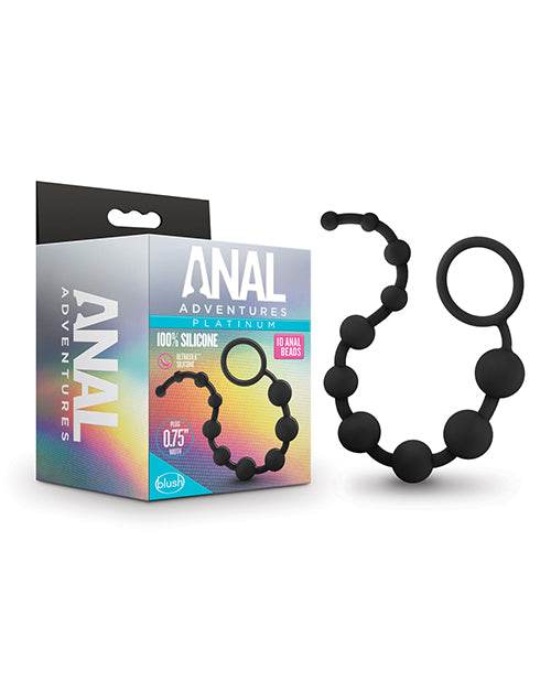 Blush Anal Adventures Platinum Silicone 10 Anal Beads - Black - SEX LOVE DOLLS