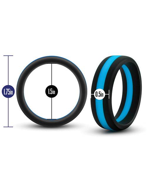 Blush Performance Silicone Go Pro Cock Ring - Black/Blue - SEX LOVE DOLLS