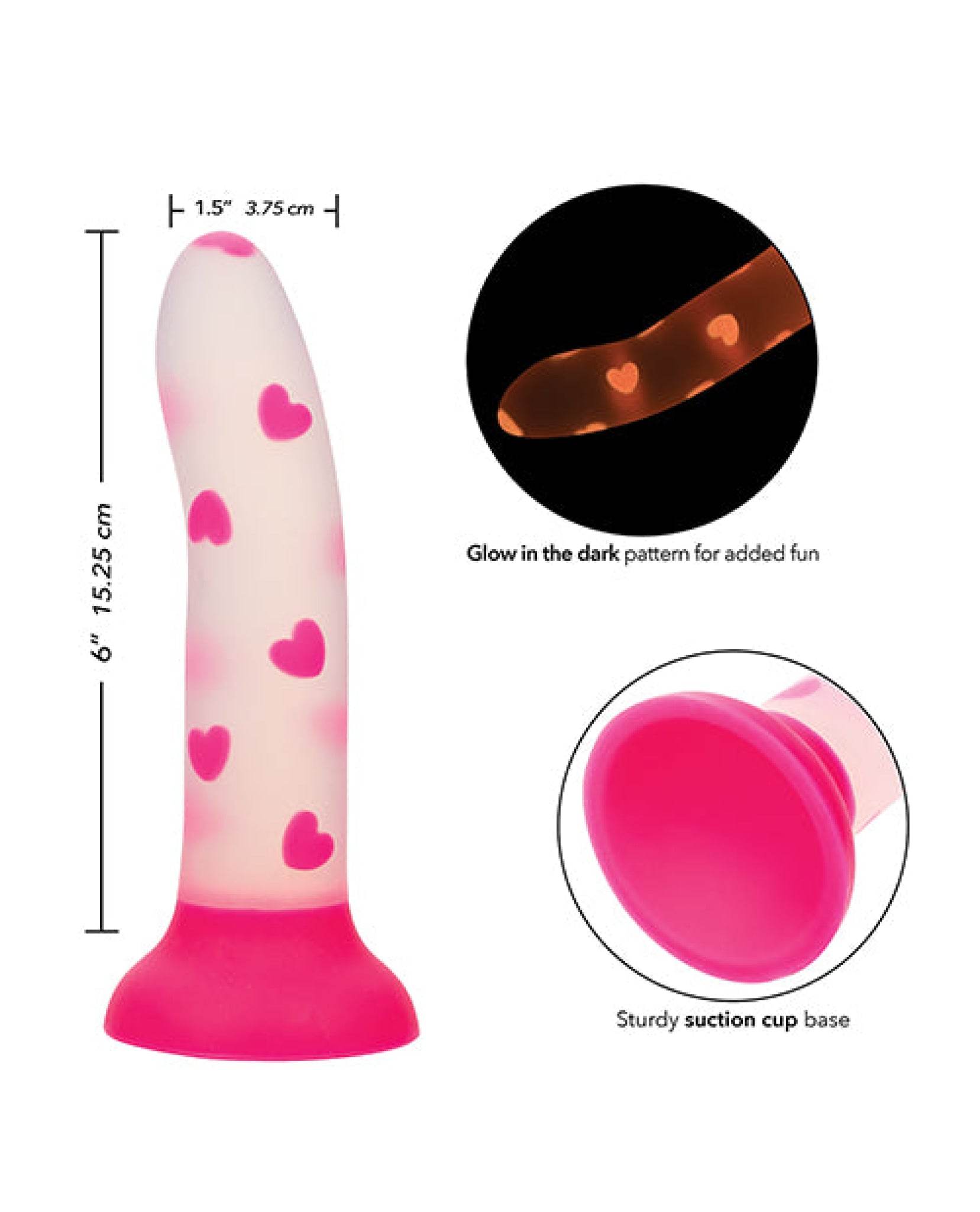 Glow Stick Heart Suction Cup Glow-in-the-Dark Dildo - Pink - SEX LOVE DOLLS