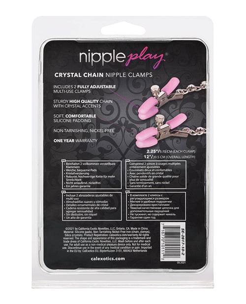 Nipple Play Crystal Chain Nipple Clamps - Pink - SEX LOVE DOLLS