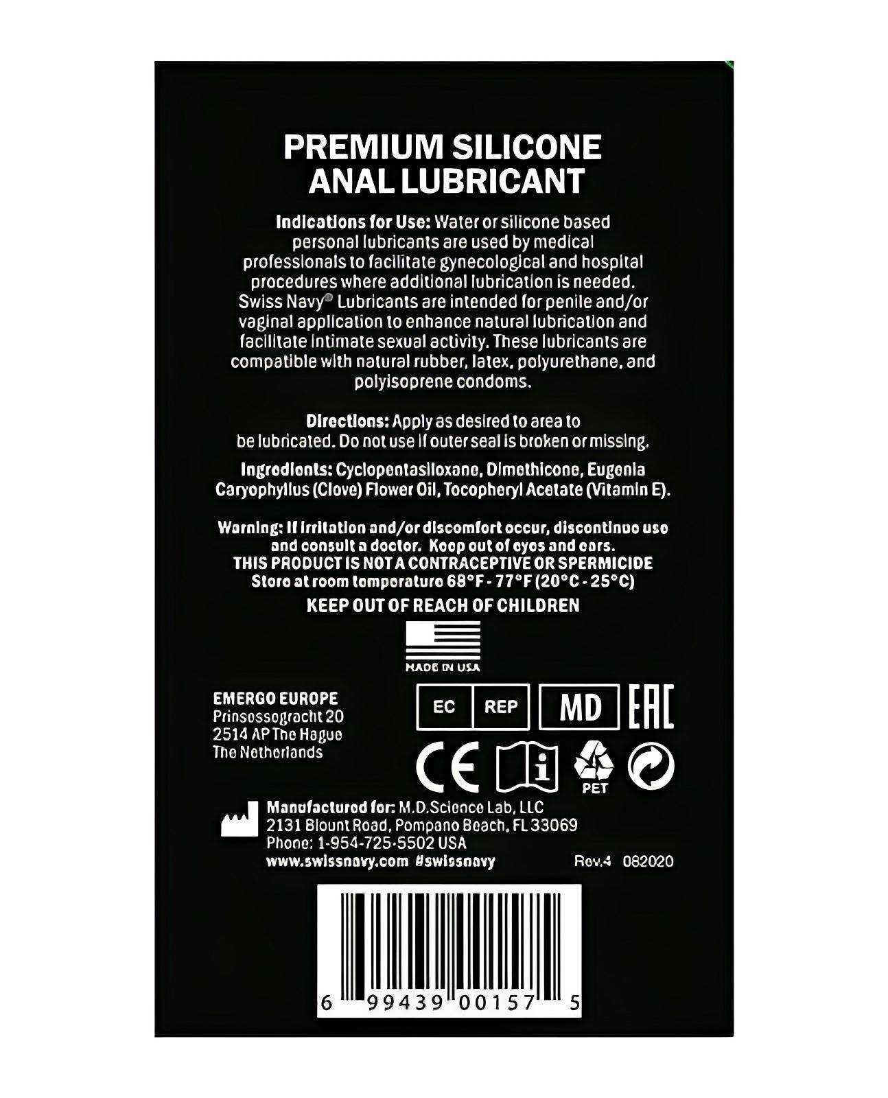 Swiss Navy Silicone Based Anal Lubricant - SEX LOVE DOLLS