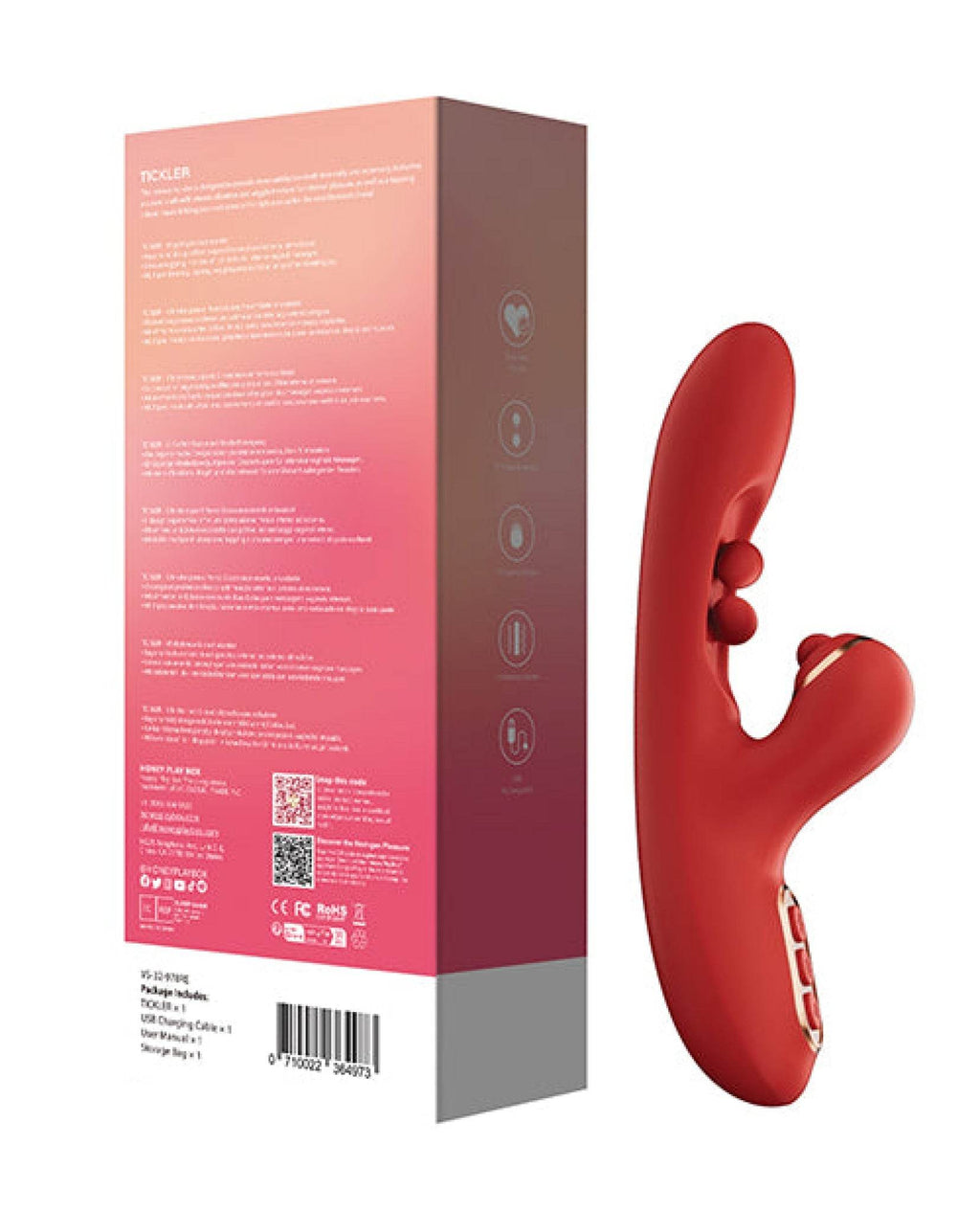 Tickler Wiggling G-Spot Vibrator & Tapping Clitoral Stimulator - Red - SEX LOVE DOLLS